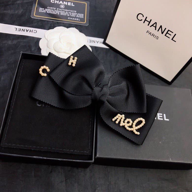 Chanel Paris Black Ribbon Hair Clip